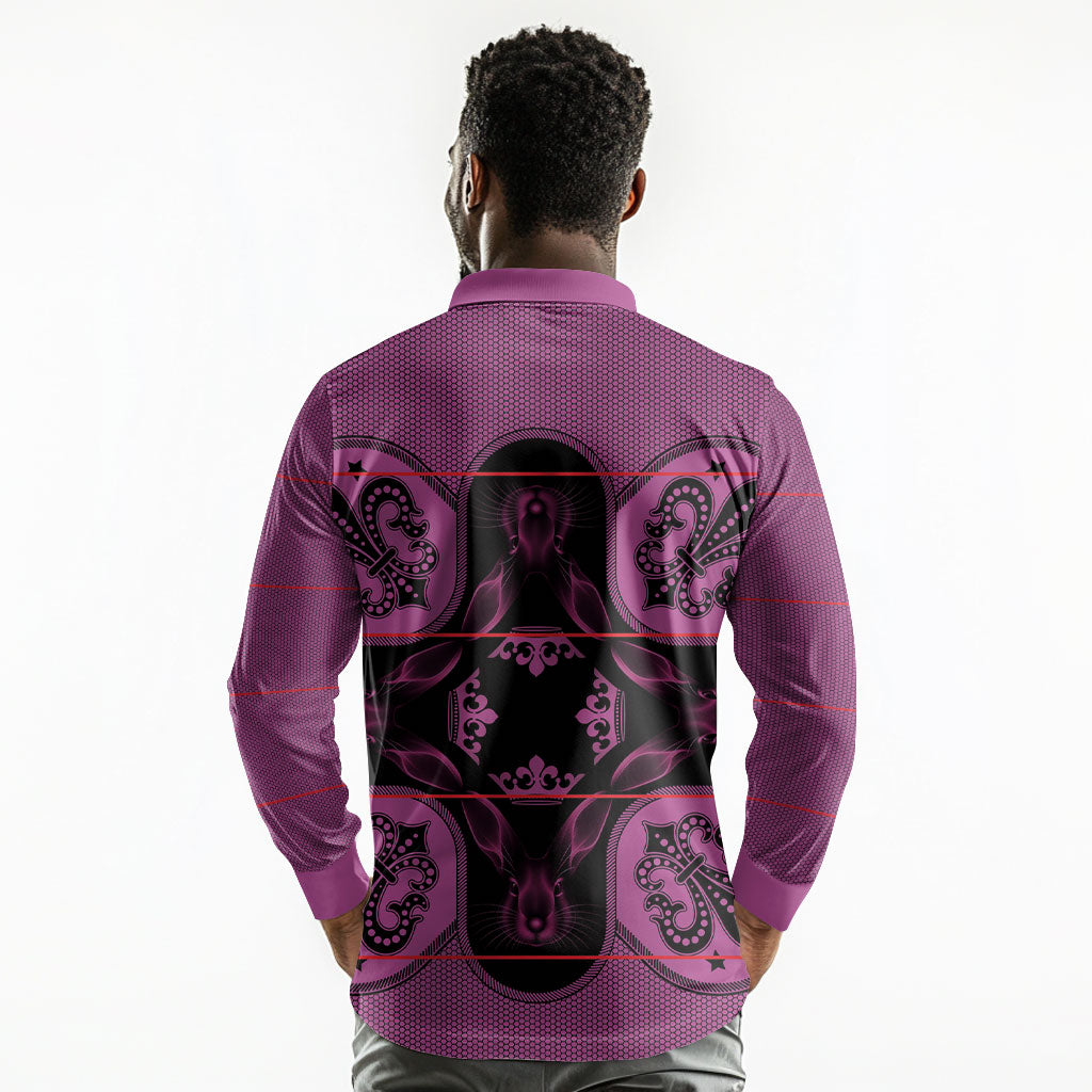 Bafokeng Rabbit Crown Palesa ea kharanium Long Sleeve Polo Shirt Pink Seanamarena Basotho Blanket Inspired