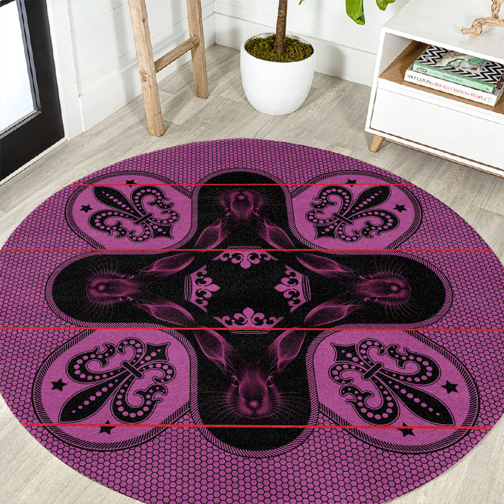 Bafokeng Rabbit Crown Palesa ea kharanium Round Carpet Pink Seanamarena Basotho Blanket Inspired