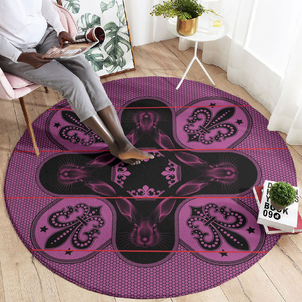 Bafokeng Rabbit Crown Palesa ea kharanium Round Carpet Pink Seanamarena Basotho Blanket Inspired