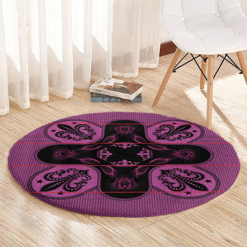 Bafokeng Rabbit Crown Palesa ea kharanium Round Carpet Pink Seanamarena Basotho Blanket Inspired