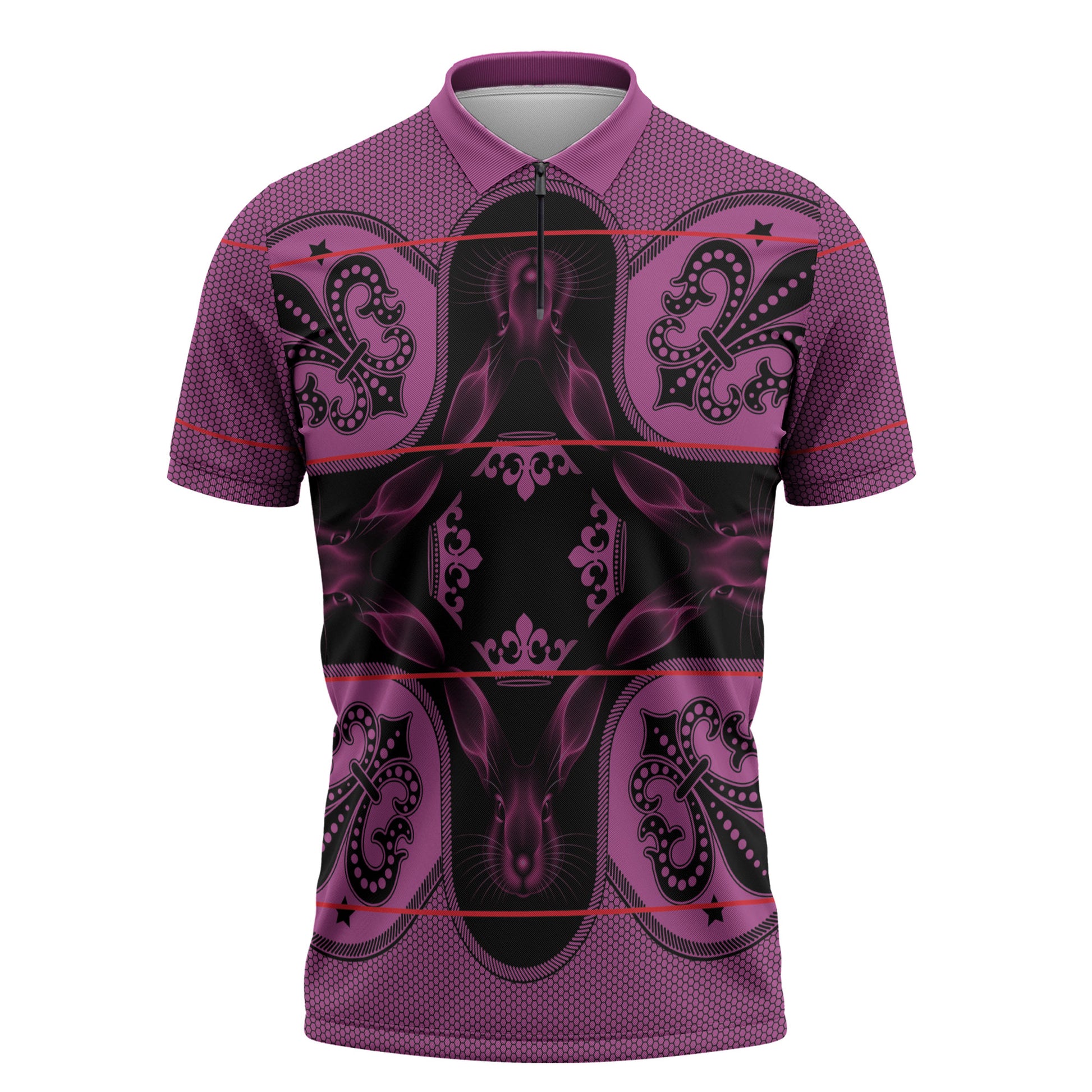 Bafokeng Rabbit Crown Palesa ea kharanium Zipper Polo Shirt Pink Seanamarena Basotho Blanket Inspired
