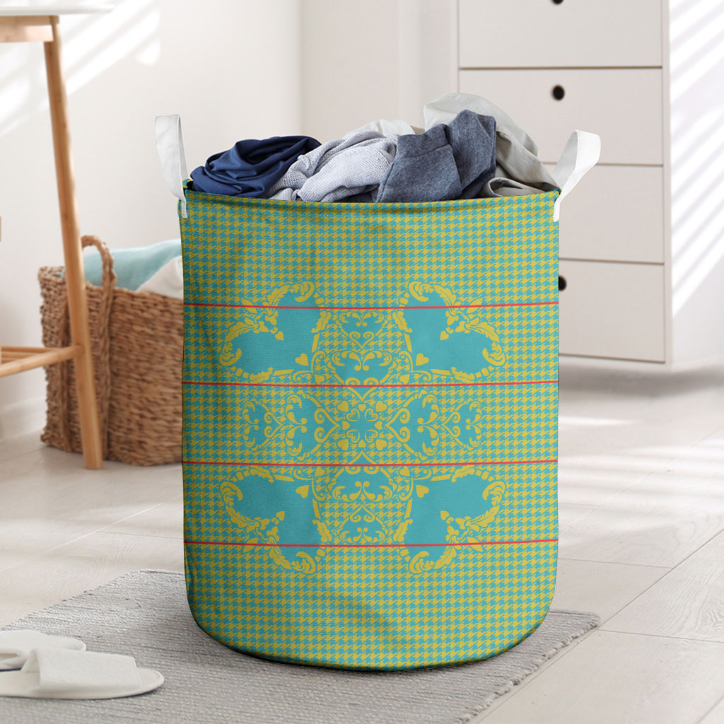 Green Hearts Crown Traditional Geometry Laundry Basket Seanamarena Basotho Blanket Inspired
