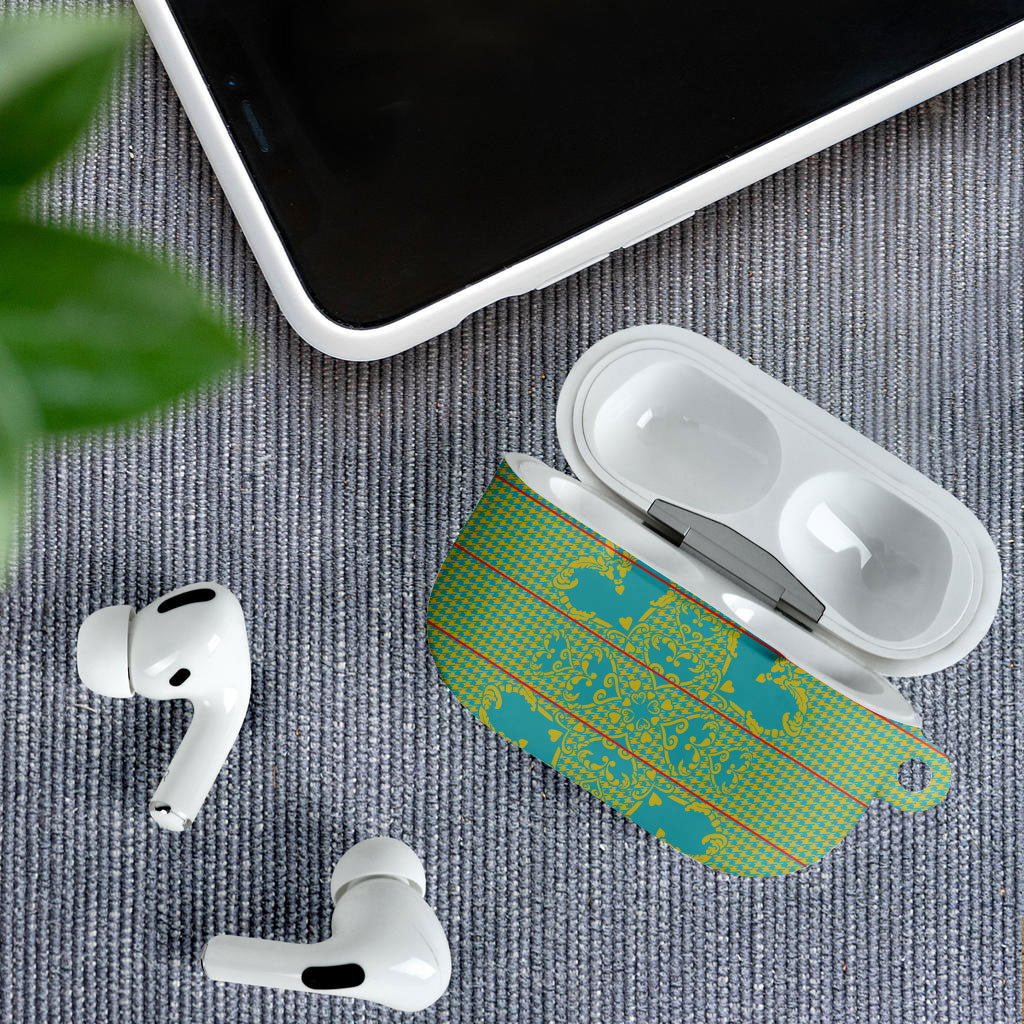 Green Hearts Crown Traditional Geometry AirPods Case Seanamarena Basotho Blanket Inspired