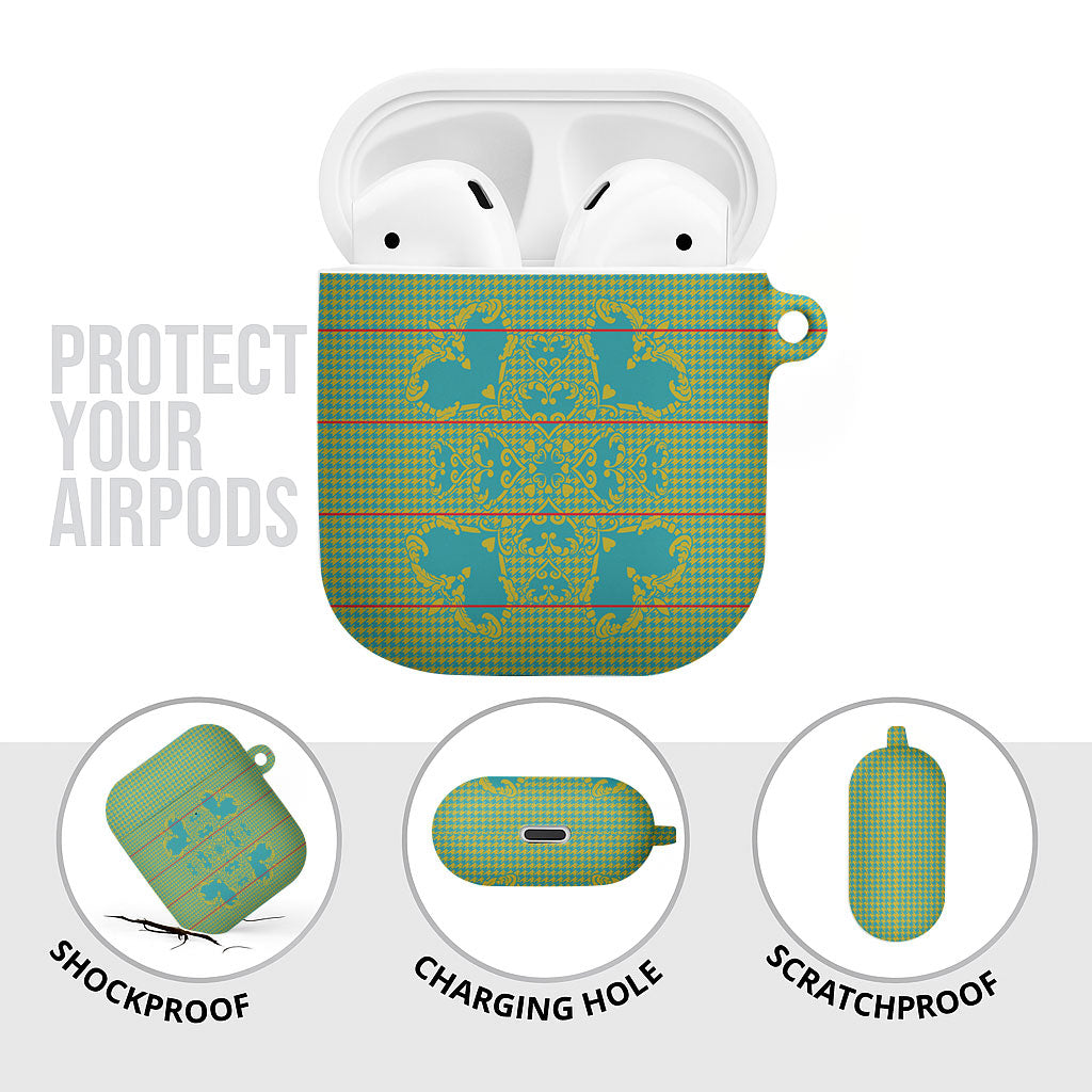 Green Hearts Crown Traditional Geometry AirPods Case Seanamarena Basotho Blanket Inspired