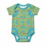 Green Hearts Crown Traditional Geometry Baby Onesie Seanamarena Basotho Blanket Inspired