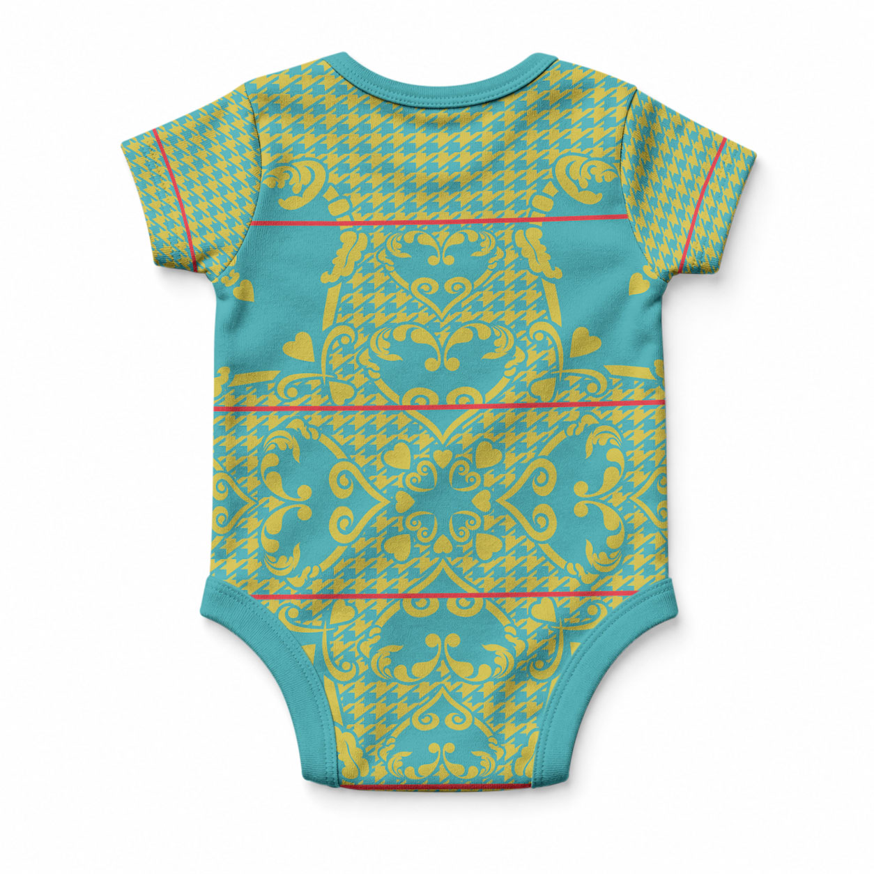 Green Hearts Crown Traditional Geometry Baby Onesie Seanamarena Basotho Blanket Inspired