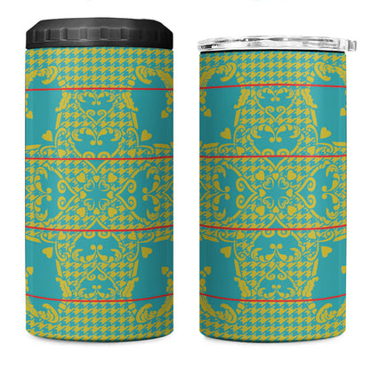Green Hearts Crown Traditional Geometry 4 in 1 Can Cooler Tumbler Seanamarena Basotho Blanket Inspired