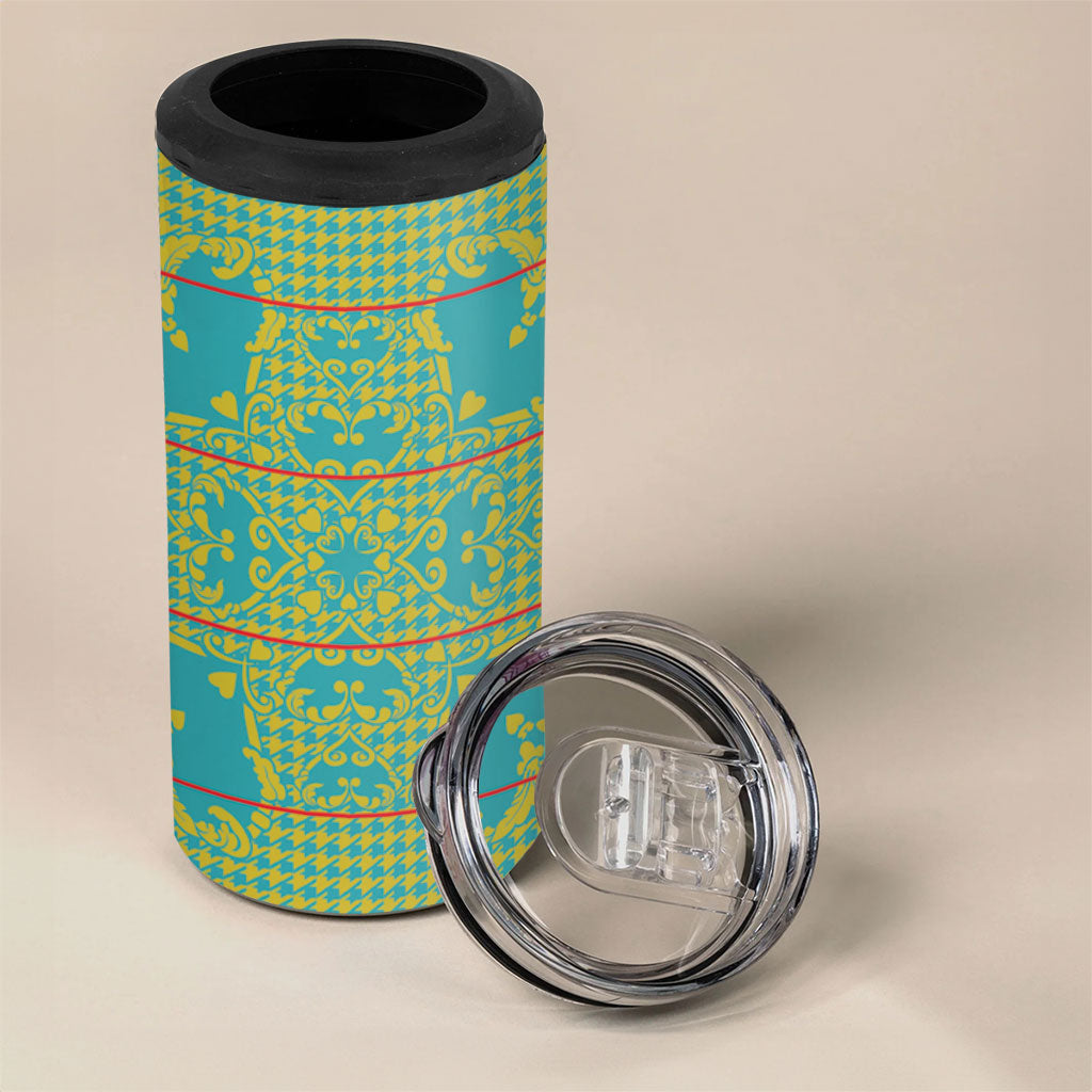 Green Hearts Crown Traditional Geometry 4 in 1 Can Cooler Tumbler Seanamarena Basotho Blanket Inspired
