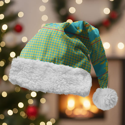 Green Hearts Crown Traditional Geometry Christmas Santa Hat Seanamarena Basotho Blanket Inspired