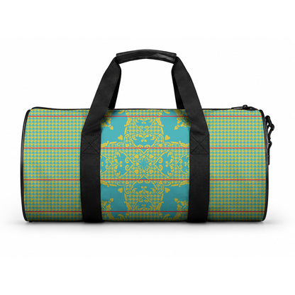 Green Hearts Crown Traditional Geometry Duffle Bag Seanamarena Basotho Blanket Inspired