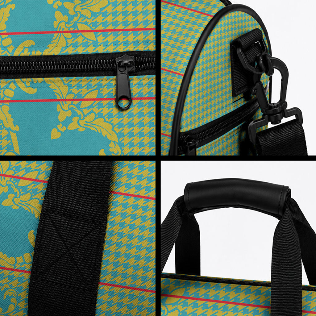 Green Hearts Crown Traditional Geometry Duffle Bag Seanamarena Basotho Blanket Inspired