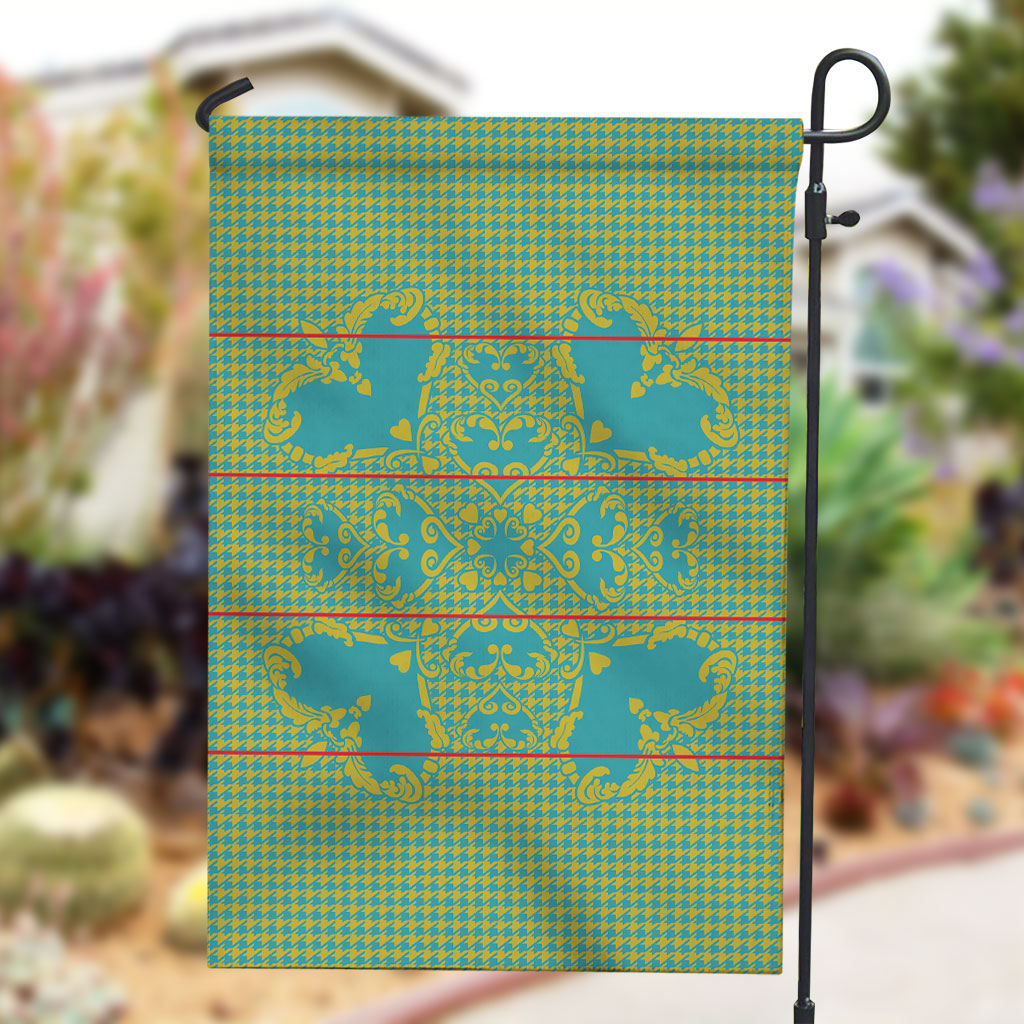Green Hearts Crown Traditional Geometry Garden Flag Seanamarena Basotho Blanket Inspired