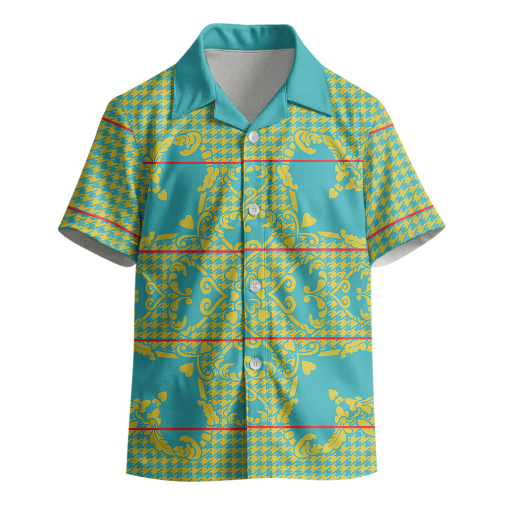 Green Hearts Crown Traditional Geometry Kid Hawaiian Shirt Seanamarena Basotho Blanket Inspired