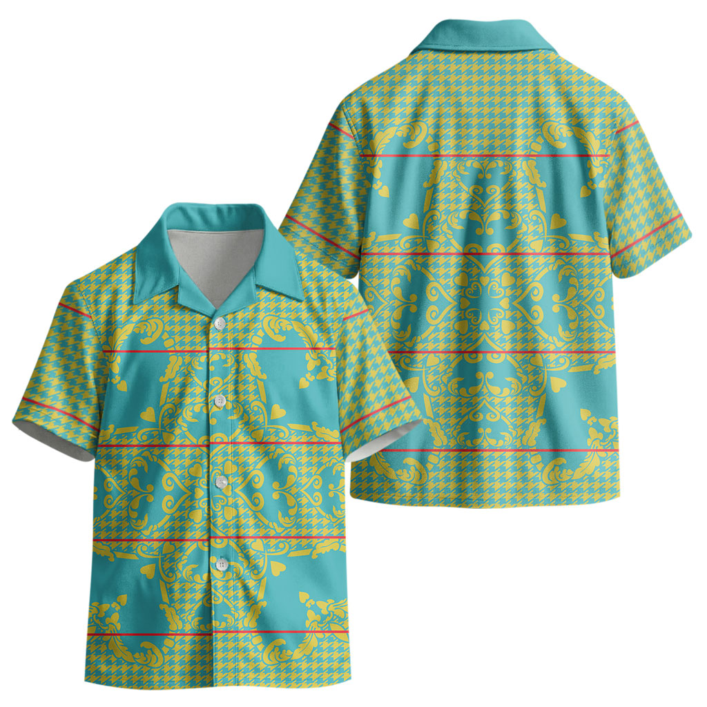 Green Hearts Crown Traditional Geometry Kid Hawaiian Shirt Seanamarena Basotho Blanket Inspired