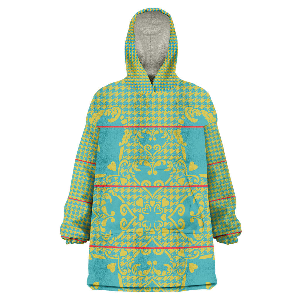 Green Hearts Crown Traditional Geometry Kid Wearable Blanket Hoodie Seanamarena Basotho Blanket Inspired