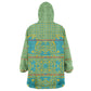Green Hearts Crown Traditional Geometry Kid Wearable Blanket Hoodie Seanamarena Basotho Blanket Inspired