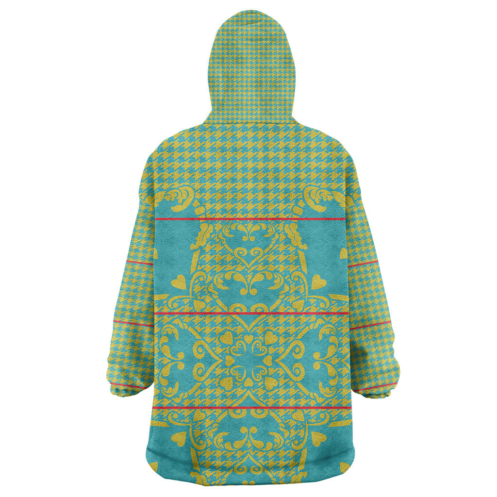 Green Hearts Crown Traditional Geometry Kid Wearable Blanket Hoodie Seanamarena Basotho Blanket Inspired