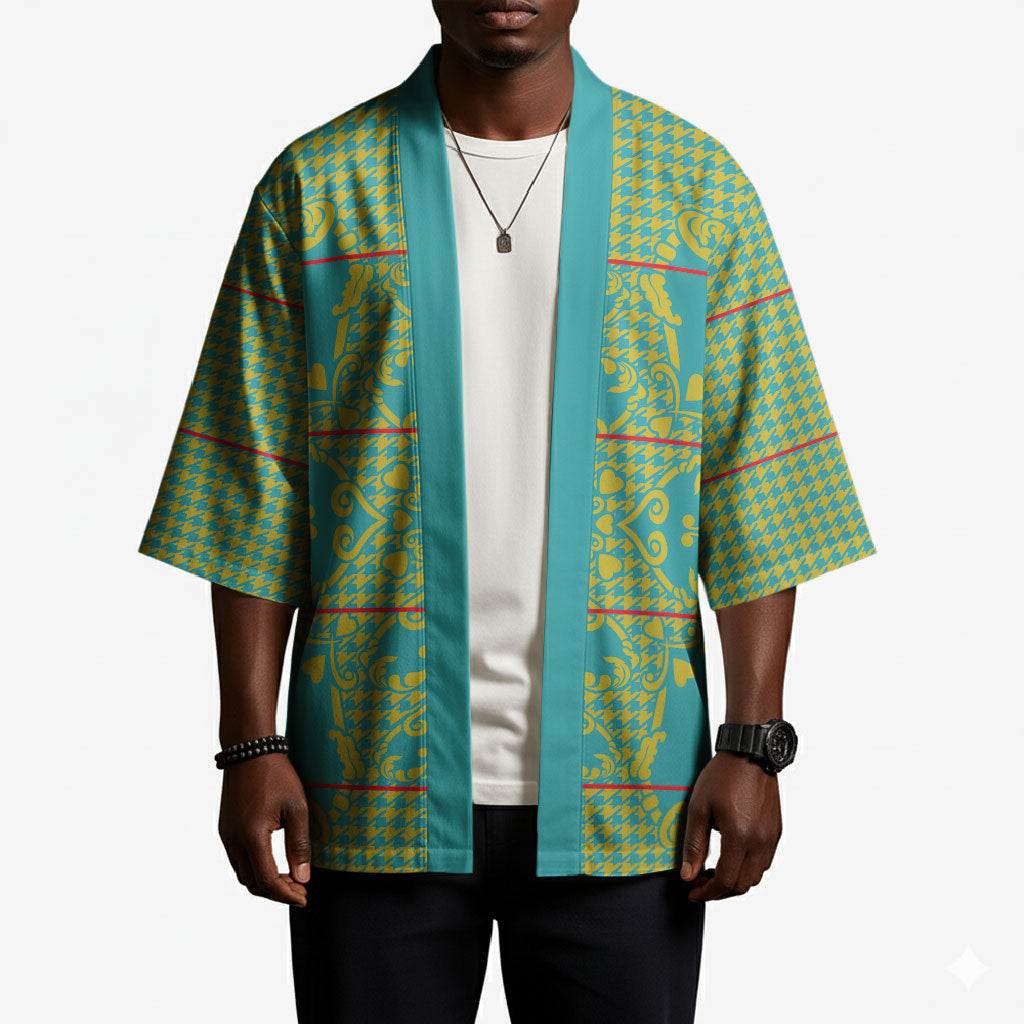 Green Hearts Crown Traditional Geometry Kimono Seanamarena Basotho Blanket Inspired