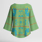 Green Hearts Crown Traditional Geometry Kimono Sleeve Blouse Seanamarena Basotho Blanket Inspired
