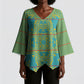 Green Hearts Crown Traditional Geometry Kimono Sleeve Blouse Seanamarena Basotho Blanket Inspired