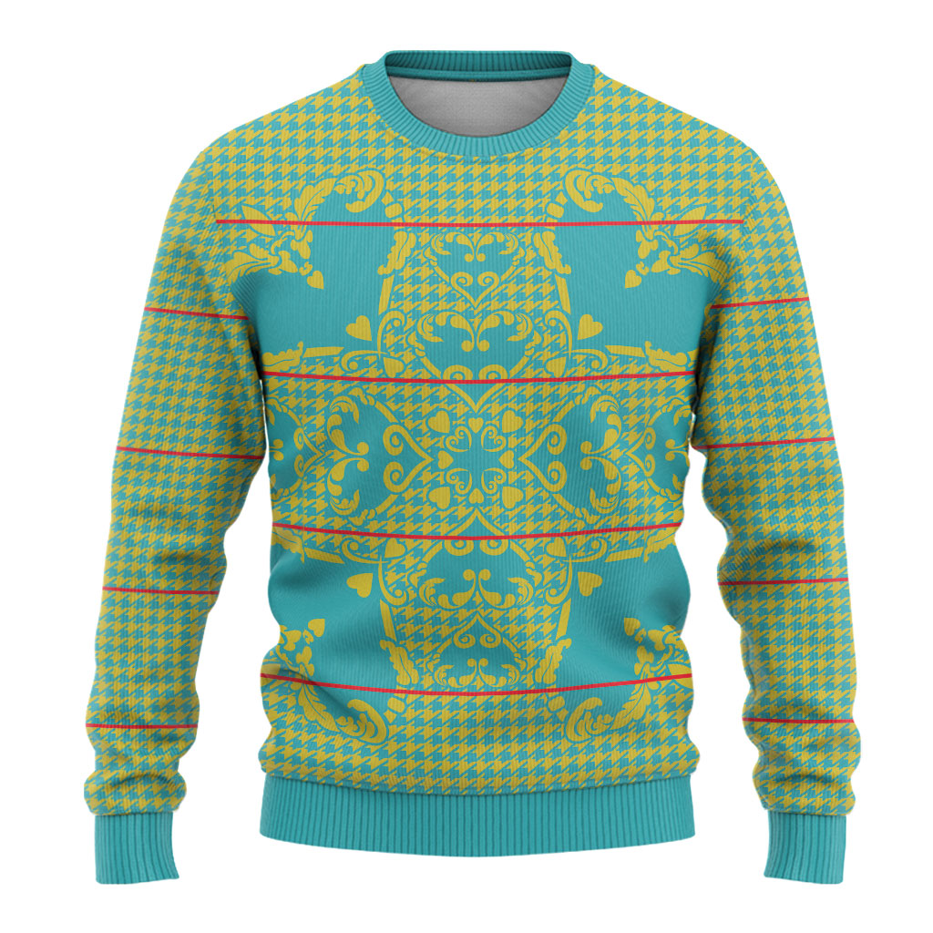 Green Hearts Crown Traditional Geometry Ugly Christmas Sweater Seanamarena Basotho Blanket Inspired
