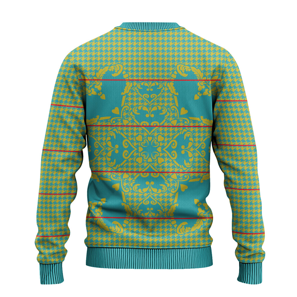 Green Hearts Crown Traditional Geometry Ugly Christmas Sweater Seanamarena Basotho Blanket Inspired