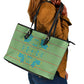 Green Hearts Crown Traditional Geometry Leather Tote Bag Seanamarena Basotho Blanket Inspired