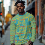 Green Hearts Crown Traditional Geometry Long Sleeve Shirt Seanamarena Basotho Blanket Inspired