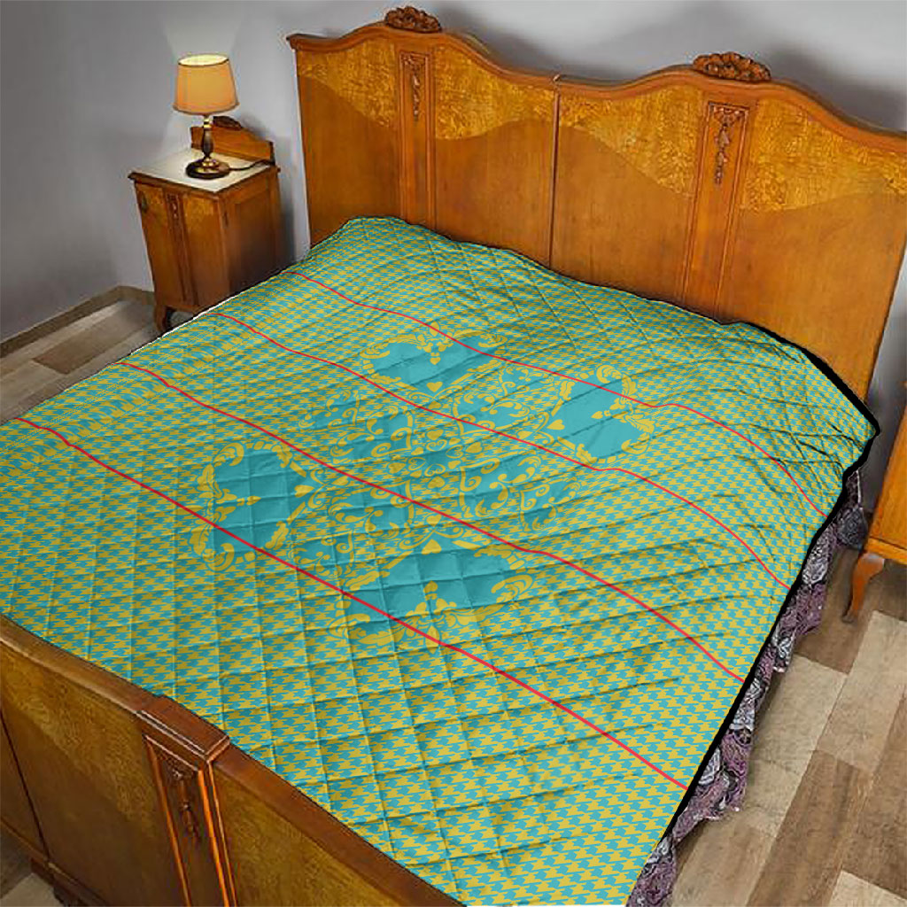 Green Hearts Crown Traditional Geometry Quilt Seanamarena Basotho Blanket Inspired