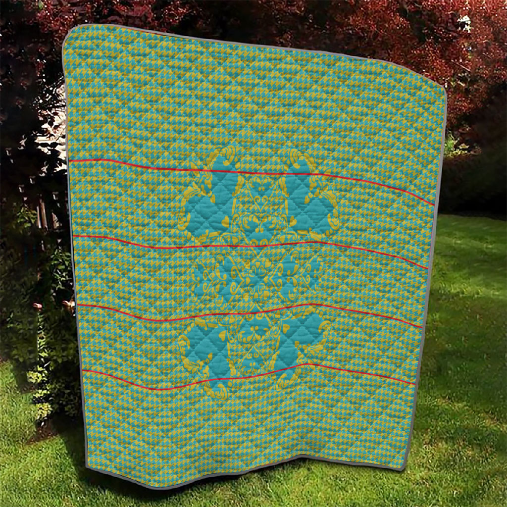 Green Hearts Crown Traditional Geometry Quilt Seanamarena Basotho Blanket Inspired