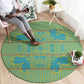 Green Hearts Crown Traditional Geometry Round Carpet Seanamarena Basotho Blanket Inspired