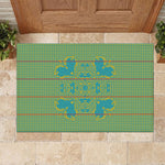 Green Hearts Crown Traditional Geometry Rubber Doormat Seanamarena Basotho Blanket Inspired