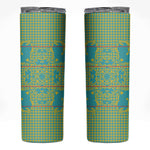 Green Hearts Crown Traditional Geometry Skinny Tumbler Seanamarena Basotho Blanket Inspired
