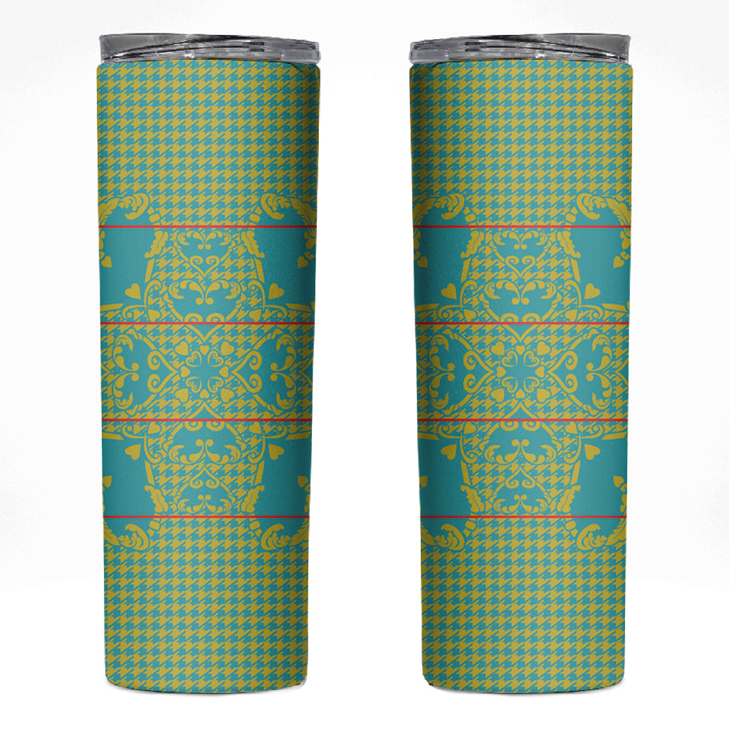 Green Hearts Crown Traditional Geometry Skinny Tumbler Seanamarena Basotho Blanket Inspired
