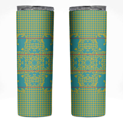 Green Hearts Crown Traditional Geometry Skinny Tumbler Seanamarena Basotho Blanket Inspired