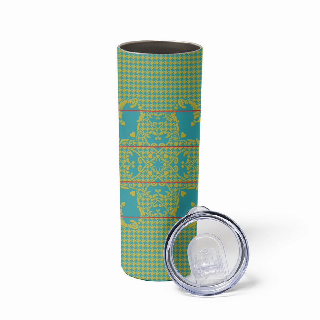 Green Hearts Crown Traditional Geometry Skinny Tumbler Seanamarena Basotho Blanket Inspired
