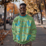 Green Hearts Crown Traditional Geometry Sweatshirt Seanamarena Basotho Blanket Inspired