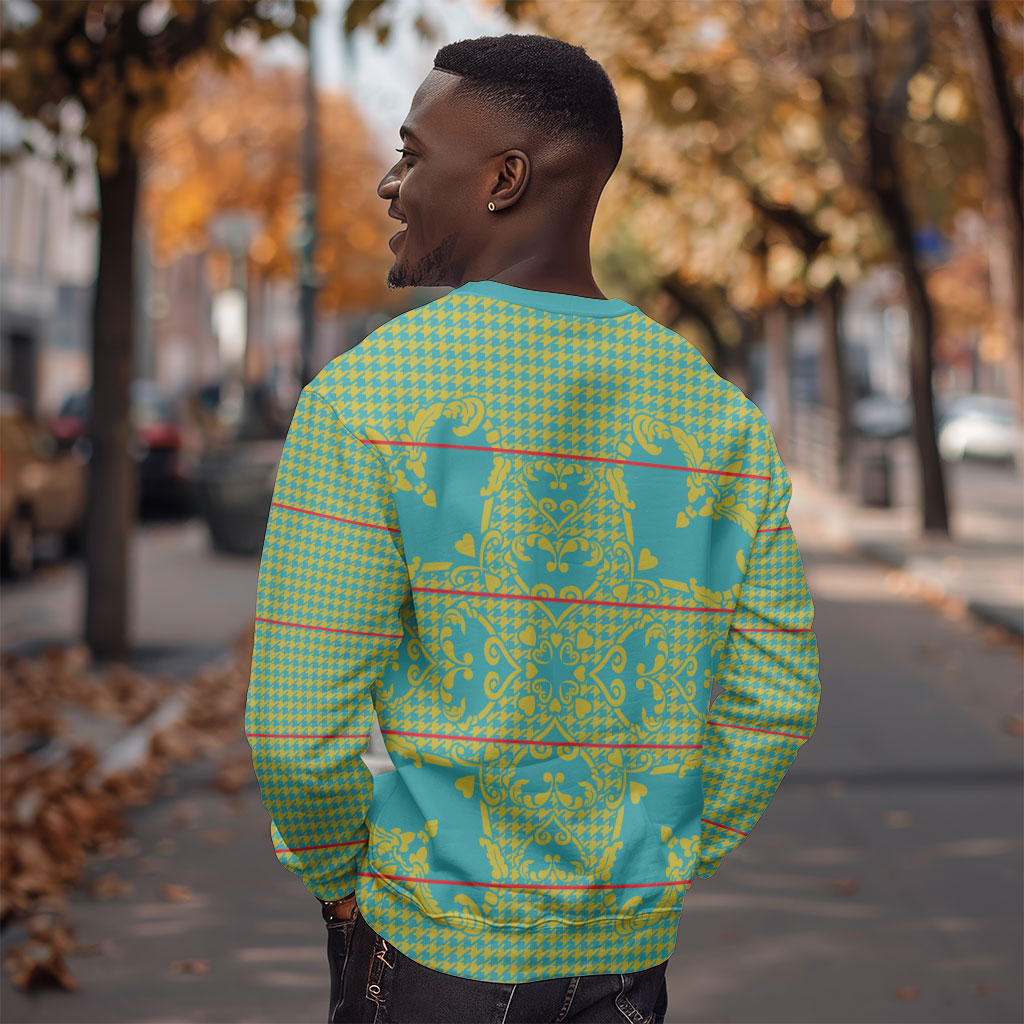 Green Hearts Crown Traditional Geometry Sweatshirt Seanamarena Basotho Blanket Inspired
