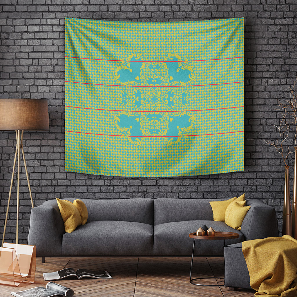 Green Hearts Crown Traditional Geometry Tapestry Seanamarena Basotho Blanket Inspired