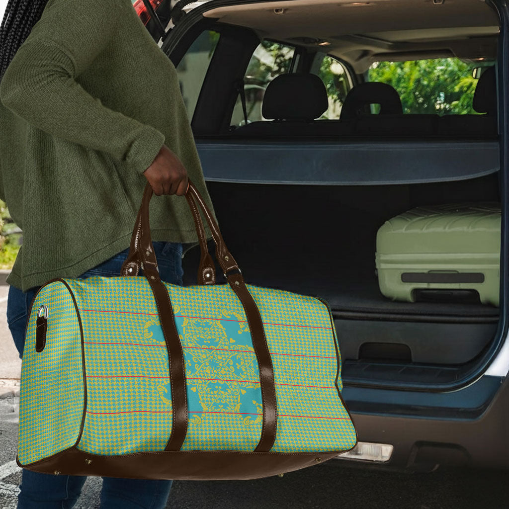 Green Hearts Crown Traditional Geometry Travel Bag Seanamarena Basotho Blanket Inspired