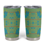 Green Hearts Crown Traditional Geometry Tumbler Cup Seanamarena Basotho Blanket Inspired