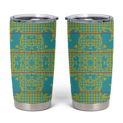 Green Hearts Crown Traditional Geometry Tumbler Cup Seanamarena Basotho Blanket Inspired