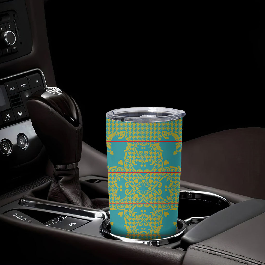 Green Hearts Crown Traditional Geometry Tumbler Cup Seanamarena Basotho Blanket Inspired