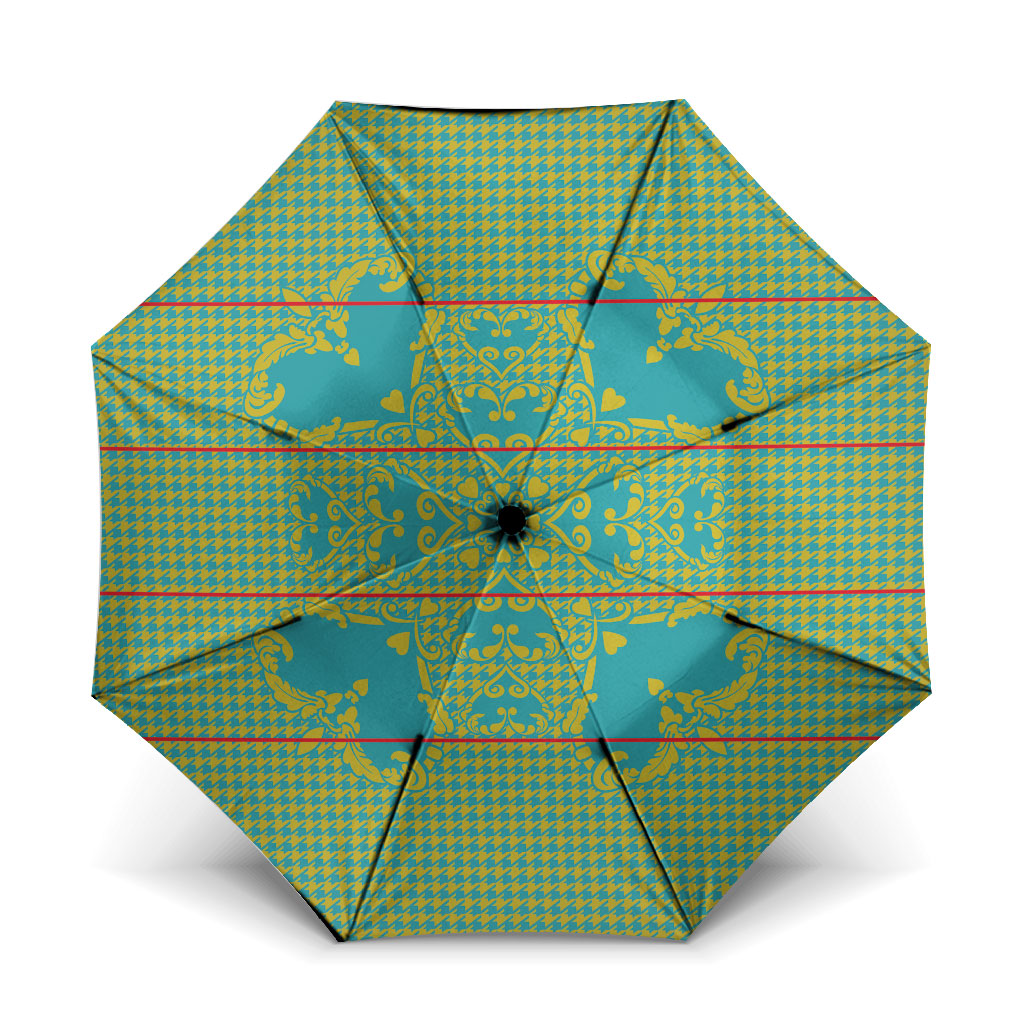 Green Hearts Crown Traditional Geometry Umbrella Seanamarena Basotho Blanket Inspired
