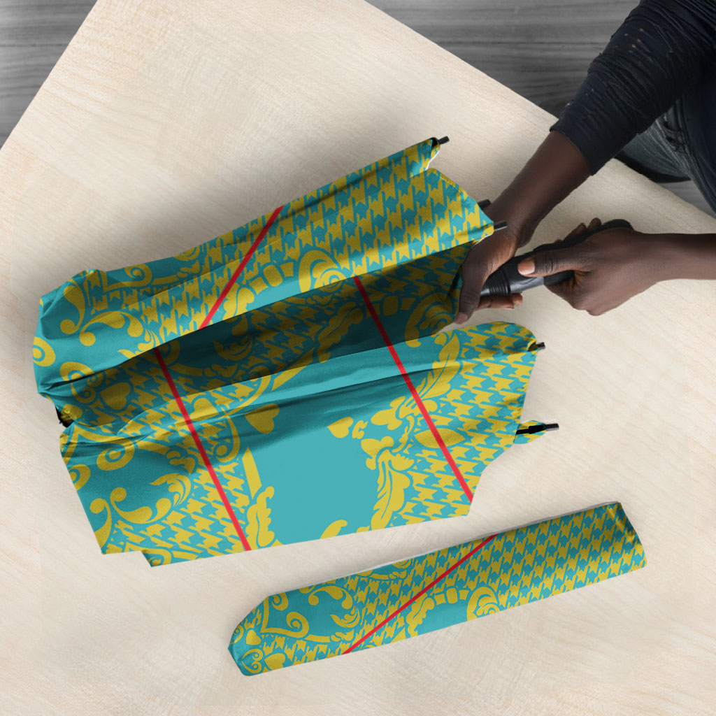 Green Hearts Crown Traditional Geometry Umbrella Seanamarena Basotho Blanket Inspired