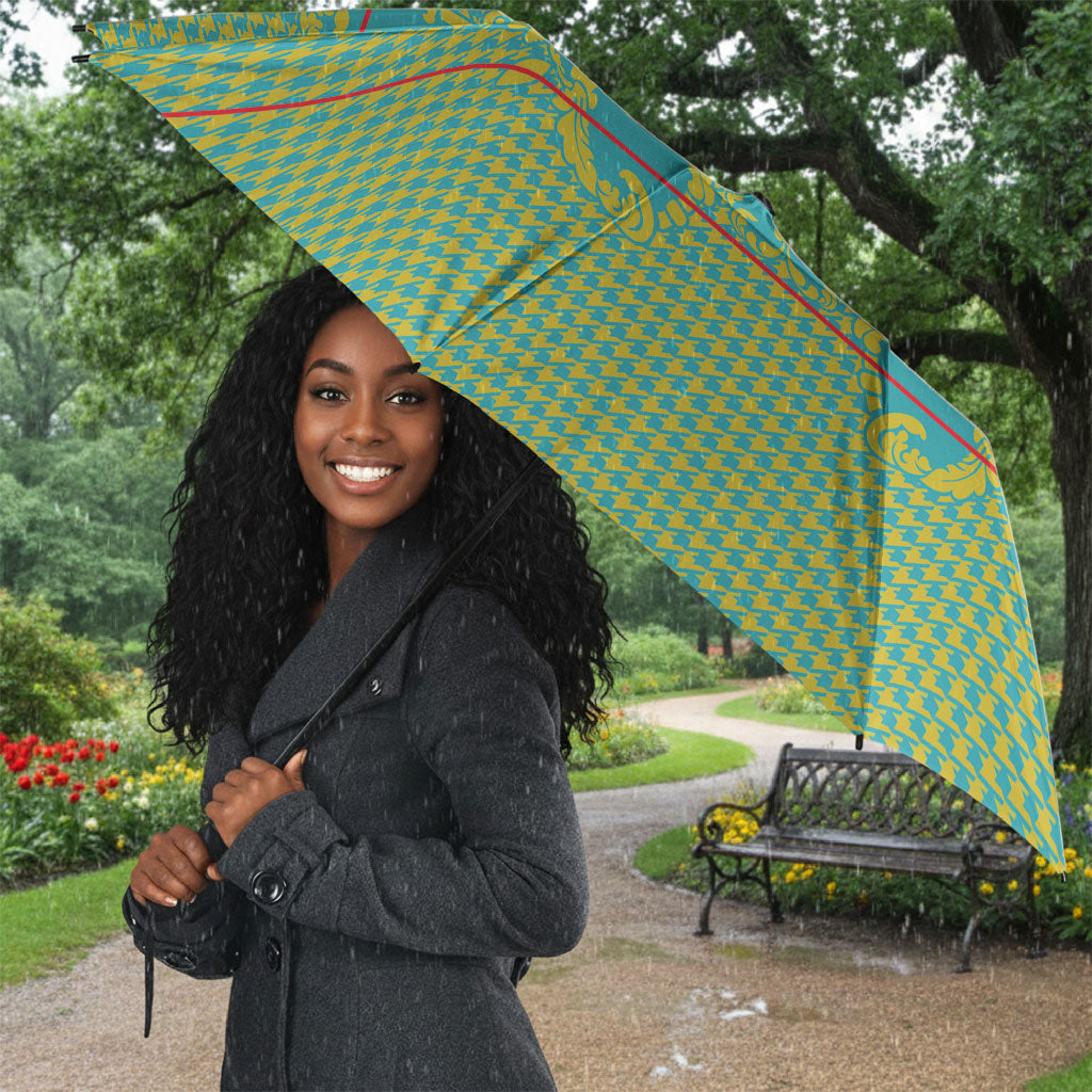Green Hearts Crown Traditional Geometry Umbrella Seanamarena Basotho Blanket Inspired