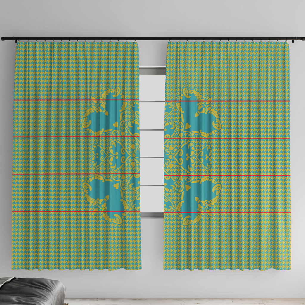 Green Hearts Crown Traditional Geometry Window Curtain Seanamarena Basotho Blanket Inspired