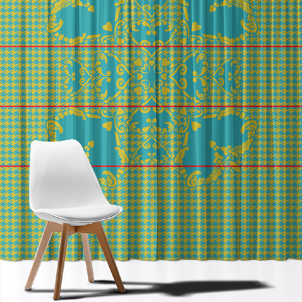 Green Hearts Crown Traditional Geometry Window Curtain Seanamarena Basotho Blanket Inspired