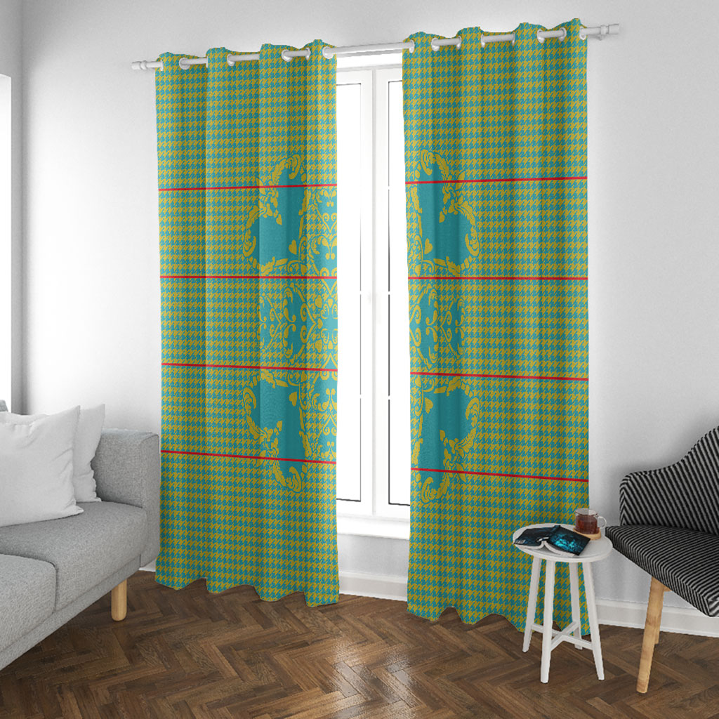 Green Hearts Crown Traditional Geometry Window Curtain Seanamarena Basotho Blanket Inspired