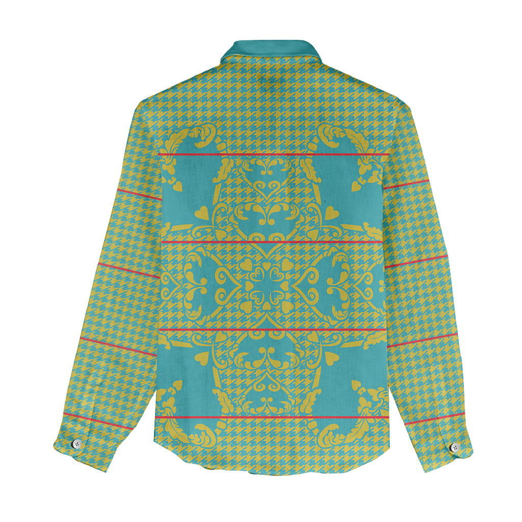 Green Hearts Crown Traditional Geometry Women Casual Shirt Seanamarena Basotho Blanket Inspired